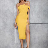 Asymmetric Pearl Strap Backless Dress