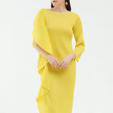 Ladies' High-End Asymmetrical Solid Color Patchwork Dress