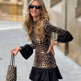 Leopard Print Bell Sleeve Dress