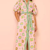 Balloon Sleeve Print Cardigan