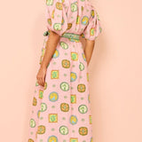 Balloon Sleeve Print Cardigan