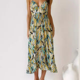 Floral Ruffle-Trim Midi Tank Dress