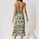 Floral Ruffle-Trim Midi Tank Dress
