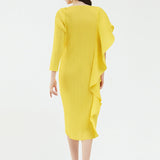 Ladies' High-End Asymmetrical Solid Color Patchwork Dress