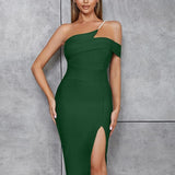 Asymmetric Pearl Strap Backless Dress