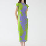 Pleated Sleeveless Turtleneck Slim Fit Dress