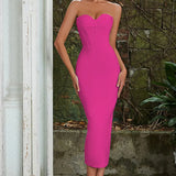 Sexy Strapless Bandage Midi Dress
