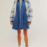 Button-Detail Denim Dress