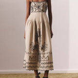 Summer Print Strap Midi Dress