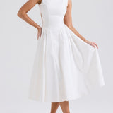 White Twill Midi Sundress