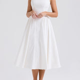 White Twill Midi Sundress