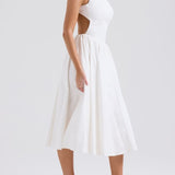White Twill Midi Sundress