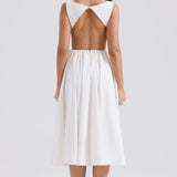 White Twill Midi Sundress