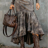Vintage Polyester Flare Hem Midi Dress