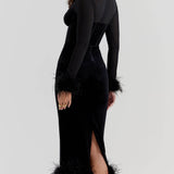 Black Velvet Midi Dress