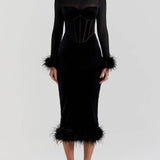 Black Velvet Midi Dress