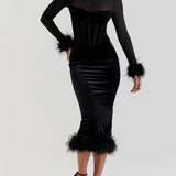 Black Velvet Midi Dress