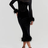 Black Velvet Midi Dress