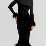 Black Velvet Midi Dress