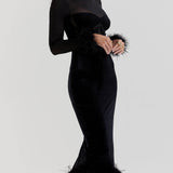 Black Velvet Midi Dress