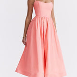 Rose Pink Cotton Corset Sundress