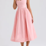 Rose Pink Cotton Corset Sundress
