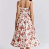 Italian Rose Print Tulle Midi Dress