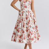Italian Rose Print Tulle Midi Dress