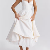White Tulle Midi Dress