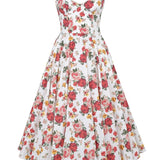 Italian Rose Print Tulle Midi Dress