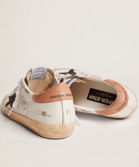 Women's Super-Star with black glitter star and pink heel tab