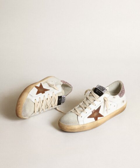 Super-Star with a tan star and pink glitter heel tab