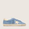 Super-Star in light blue suede with beige leather star and heel tab