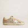 Women's Super-Star in silver glitter with leather star and heel tab
