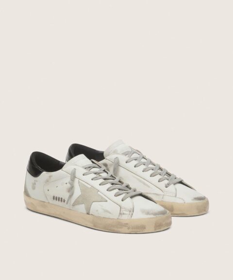 Women's Super-Star with black heel tab and metal stud lettering