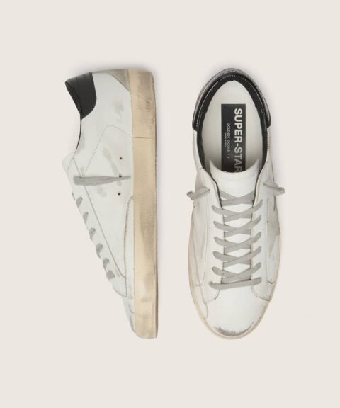 Women's Super-Star with black heel tab and metal stud lettering