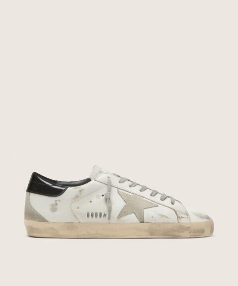 Women's Super-Star with black heel tab and metal stud lettering