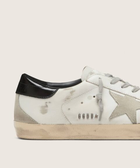 Women's Super-Star with black heel tab and metal stud lettering