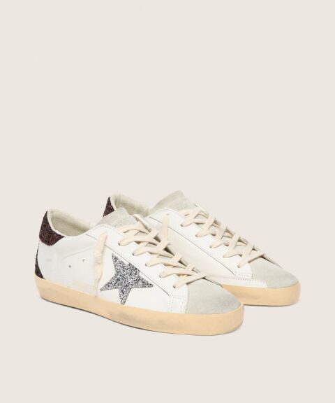 Women's Super-Star with silver glitter star and brown glitter heel tab