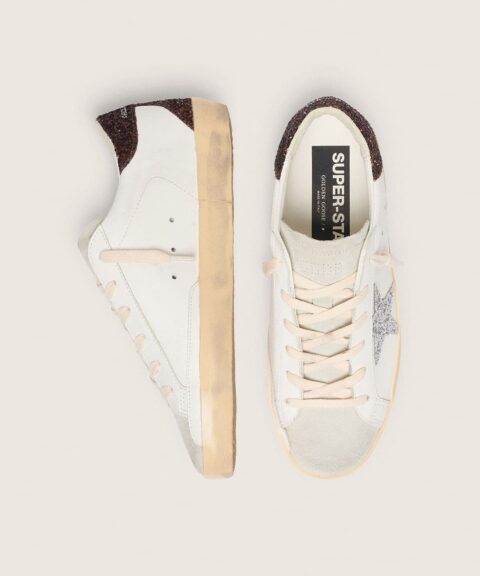 Women's Super-Star with silver glitter star and brown glitter heel tab