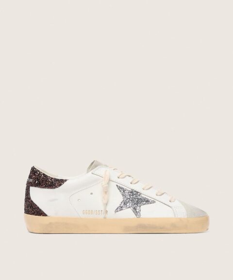 Women's Super-Star with silver glitter star and brown glitter heel tab
