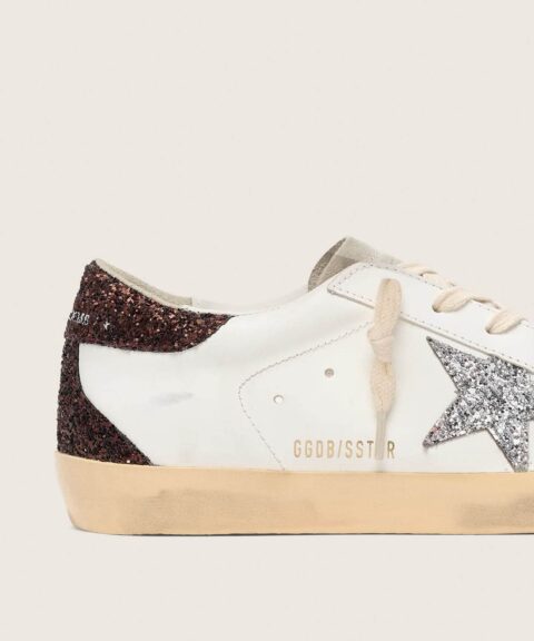 Women's Super-Star with silver glitter star and brown glitter heel tab
