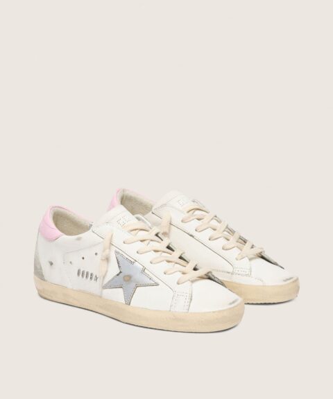 Women's Super-Star with silver leather star and pink heel tab