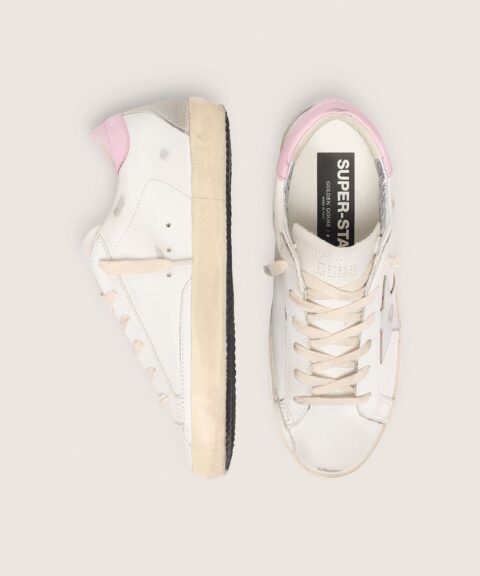 Women's Super-Star with silver leather star and pink heel tab