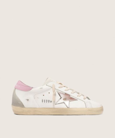 Women's Super-Star with silver leather star and pink heel tab