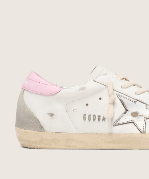 Women's Super-Star with silver leather star and pink heel tab