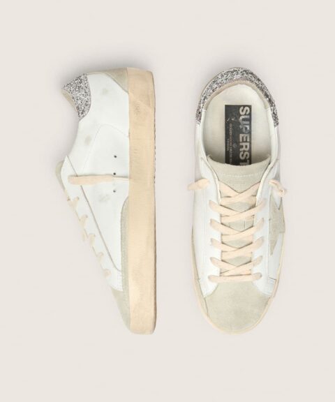 Women's Super-Star with gray star and silver glitter heel tab