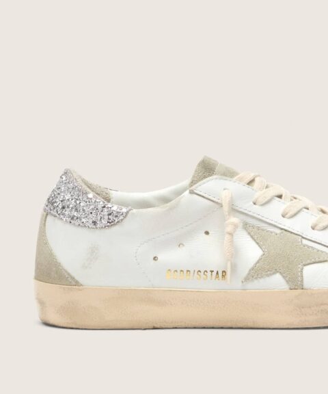 Women's Super-Star with gray star and silver glitter heel tab