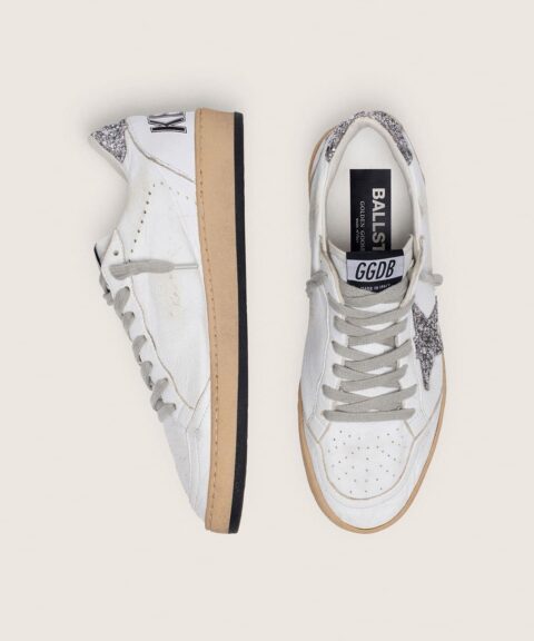Women's Ball Star in nappa with silver glitter star and heel tab