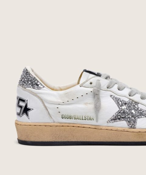 Women's Ball Star in nappa with silver glitter star and heel tab